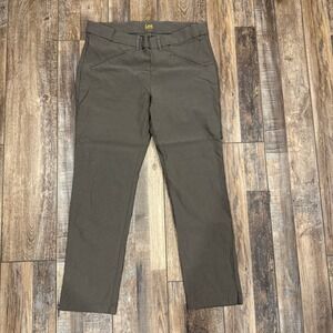 Lee Modern Series Women 16 Medium Olive Green Straight Leg Stretch Dress Pants